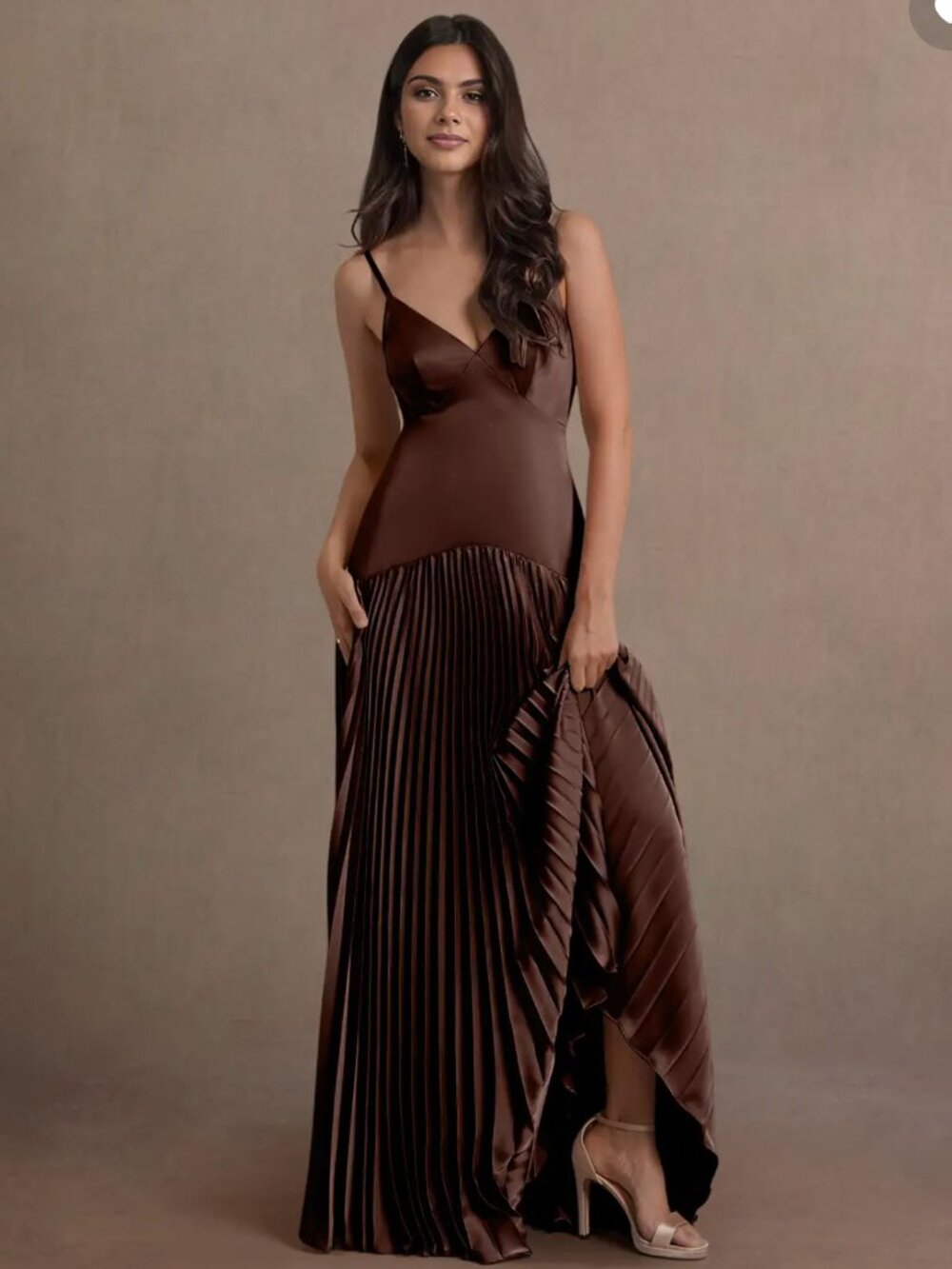 Jill Mocha Coco Dropped Waist Gown 8 Azazie Atelier